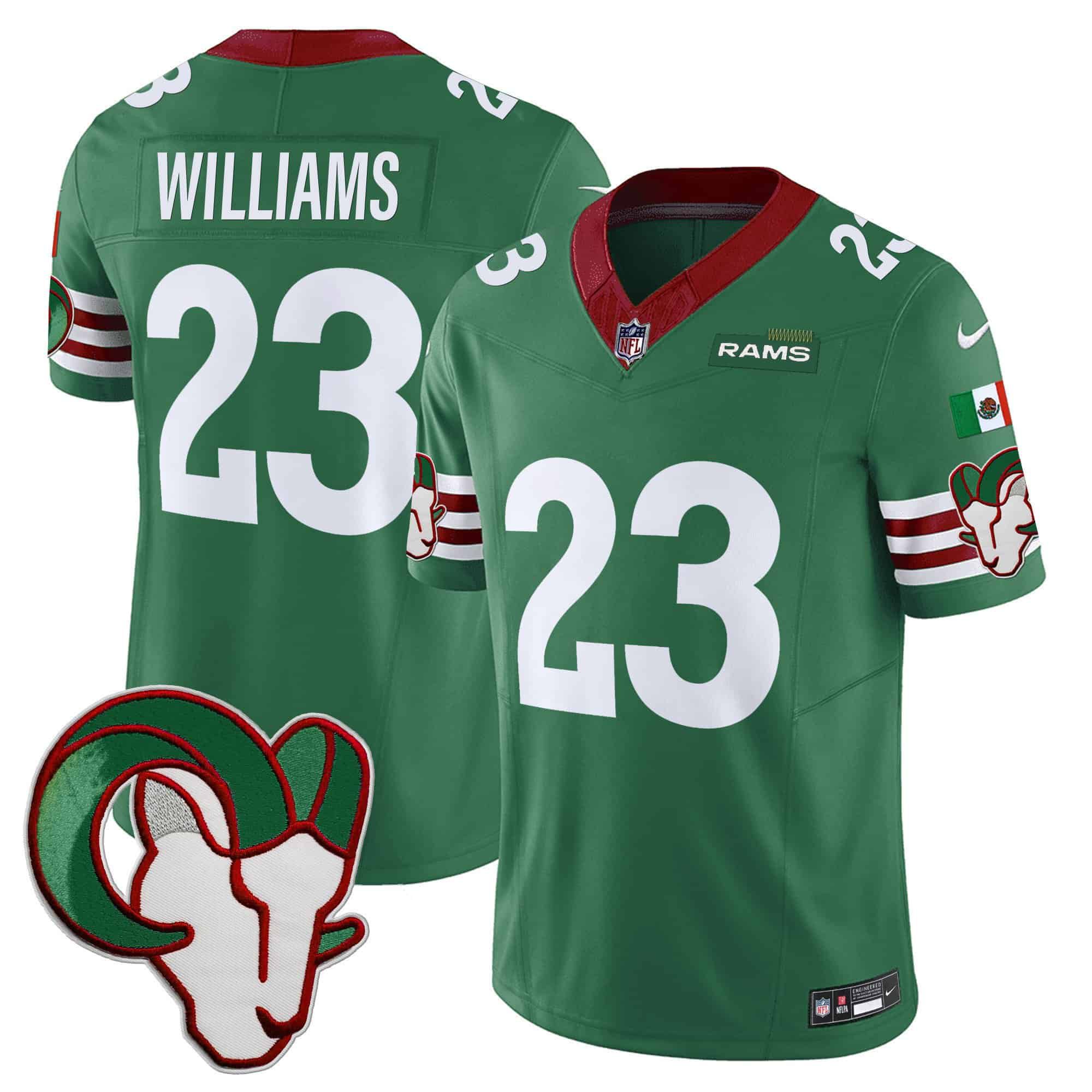 Men Los Angeles Rams 23 Williams Green 2024 Nike Mexico Vapor Limited NFL Jersey
